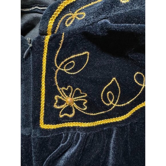 Vintage Periphery Blue Velour Gold Embroidered Zip Robe Size Medium - Picture 5 of 8